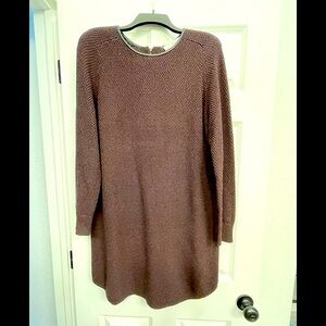 Maroon Sweater Dress with Black Trim